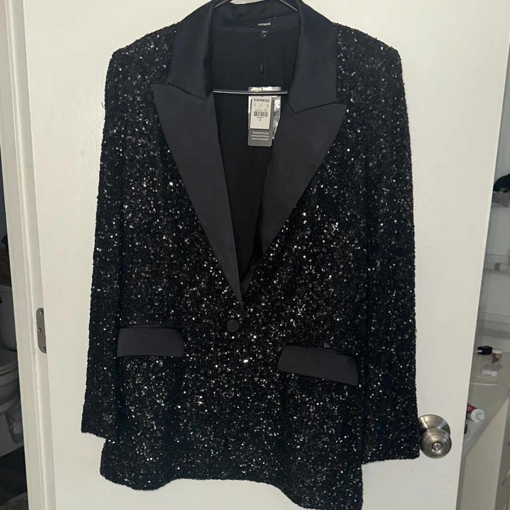 Express Black Sequin Blazer